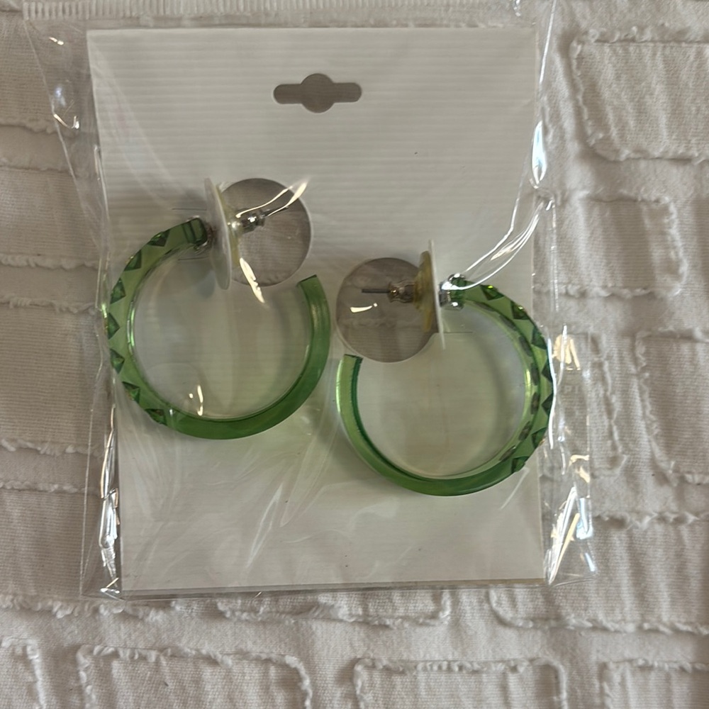 Green Hoop Earrings